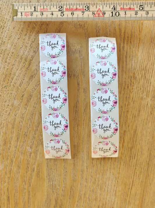 Kukallinen thank you tarra kiitoskortteihin tai paketin sulkijaksi