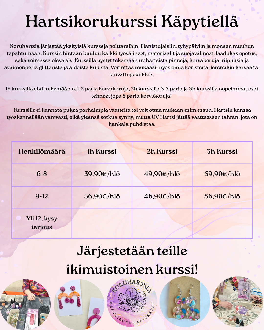 Korupaja tai kurssi tai koruworkshop Tampereella, mainos