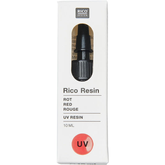 Punaisen värinen uv hartsi pienessä 10ml pullossa. Käytetään korujen tekemiseen tai pinnoittamiseen